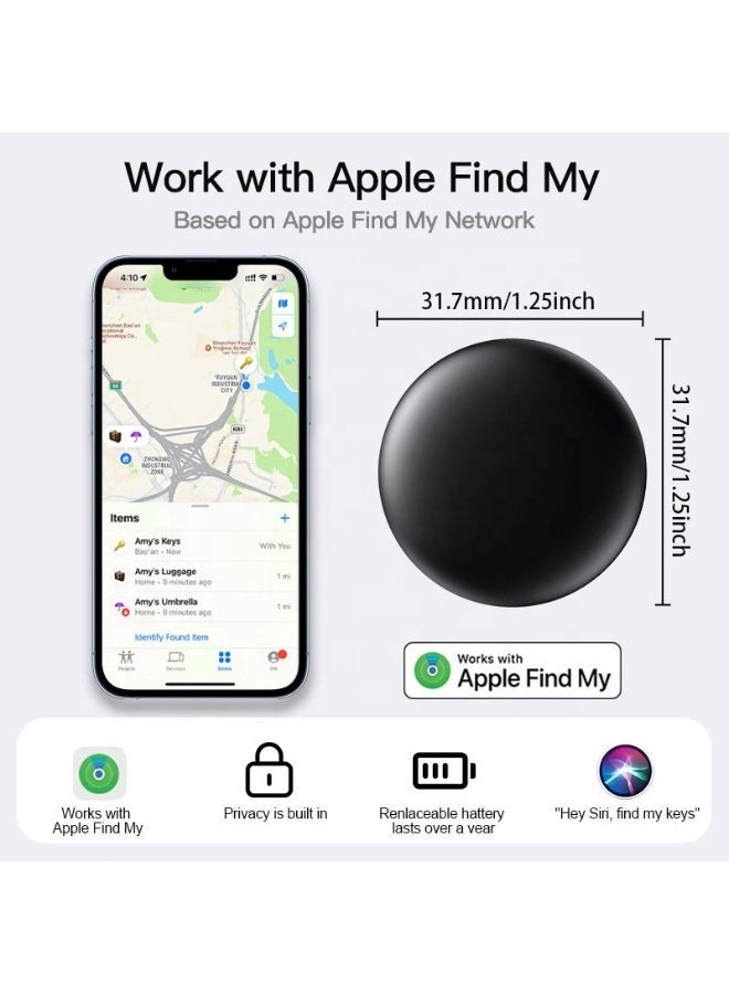 SIGood Bluetooth Smart Tracker Tag, Compatible with Apple Find My for iOS Only, 0.3 Inch Anti-Lost Item Finder Locator with Silicone Case for Keys, Luggage, Bags and Pet Collars, Black - Image 2